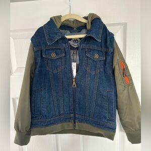Urban Republic Denim & Fleece Jean Bomber Jacket. Boys Size 5/6 NWT